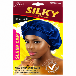 Ladies Silky Cap Navy for hair protection during sleep