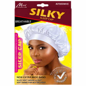 Ladies Silky Cap in White for hair protection during sleep