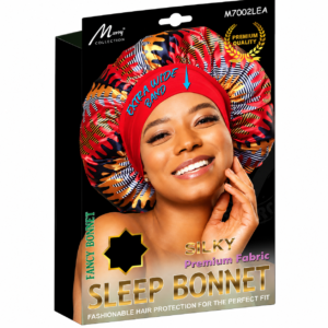 Fancy Pattern Extra Wide Band RED Silky Bonnet for hair protection