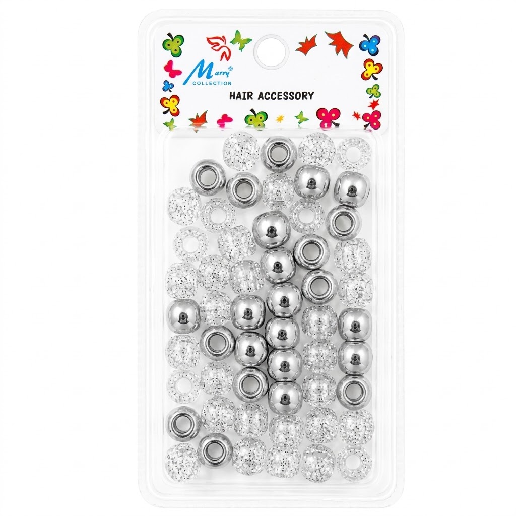 Metallic Silver Hair Beads for Styling and Accessory Use