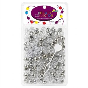 Metallic Bead Silver Large Pack for hair styling and accessories