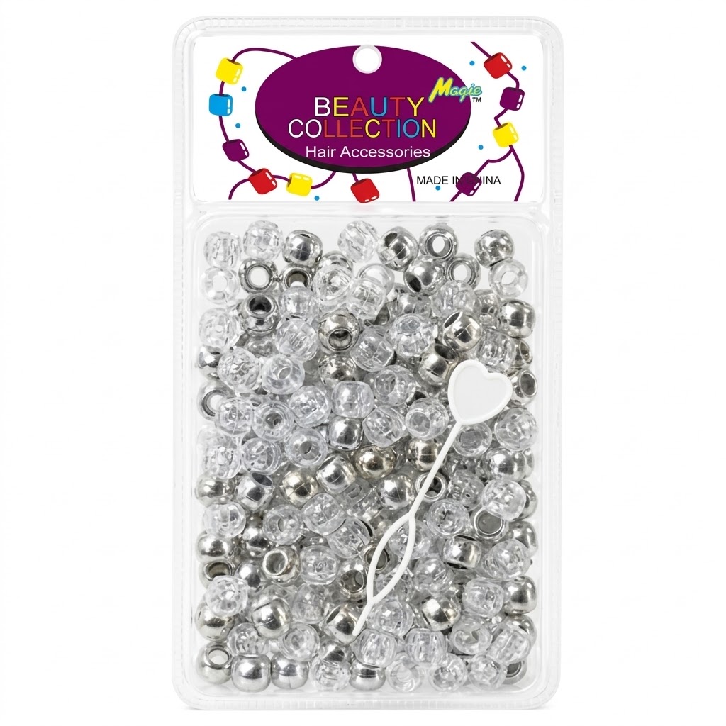 Metallic Bead Silver Large Pack for hair styling and accessories