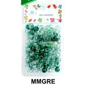 Murry Metallic Bead Green Large Pack, vibrant green hair beads in a clear pack