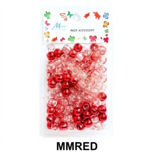 Murry Metallic Bead Red Large Pack with assorted red beads for hair styling