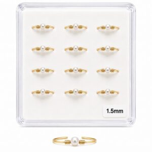Elegant gold nose studs with pearl accents in a display pack