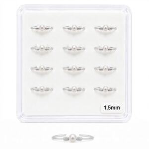 Elegant silver nose stud featuring a pearl design, perfect for body jewellery.