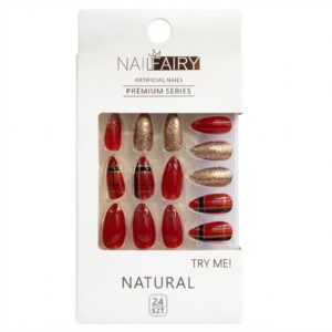 Nail Fairy Fancy Finger Nail Set in Red and Silver Mix