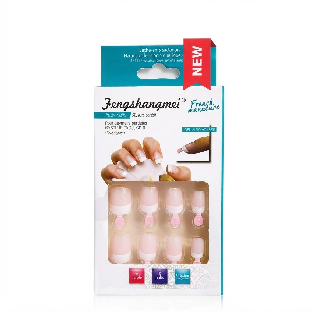 Fengshangmei Fancy Lite Pink Nails with White Tip