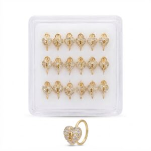 Nose Ring Heart With Stones in a display case
