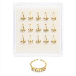 Nose Ring With Stones - elegant gold nose ring with sparkling stones displayed in a pack.
