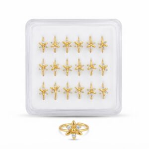 Mini Flower Shape Nose Ring in GOLD with sparkling accents