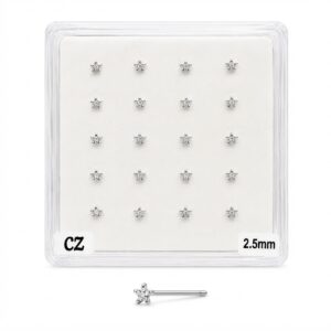 Fancy star shape silver nose stud 2.5mm