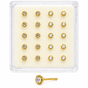 Nose Stead Round Gold XL 2.5MM Studs Display Card #NC80GOL