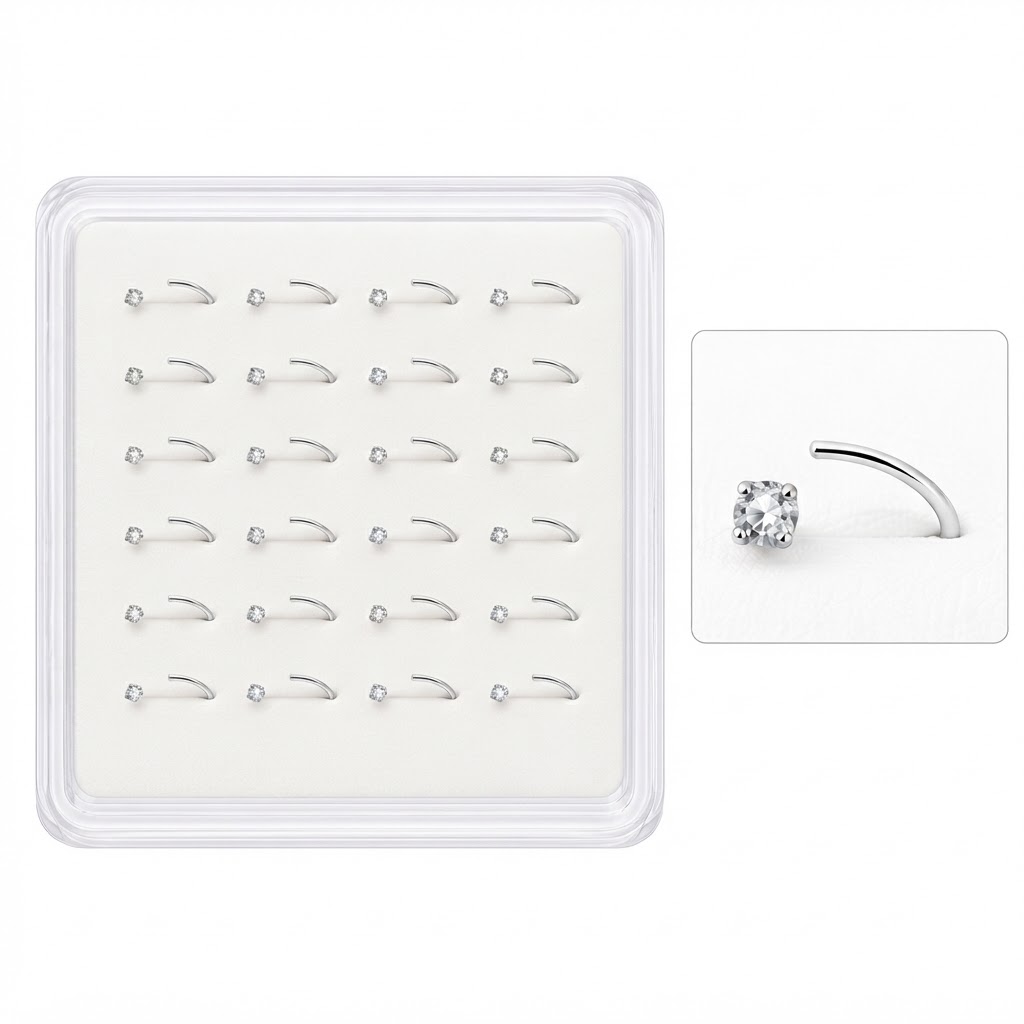 Nose Stead Silver Ring With Stone showcasing elegant design and sparkling detail