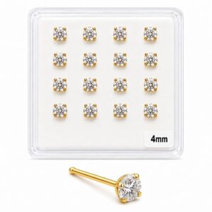 Jumbo Gold Nose Studs with 4mm crystals in a pack