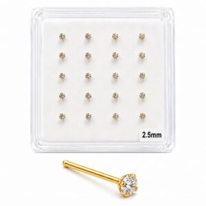 Elegant Nose Studs Large Gold 2.5 mm pack with sparkling design