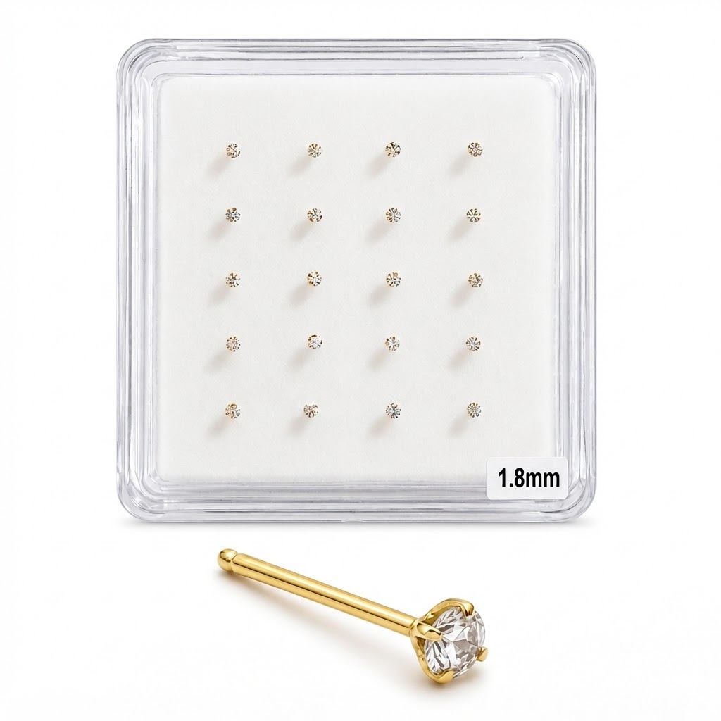 Nose Studs Medium Gold 1.8mm - Elegant and stylish body jewelry