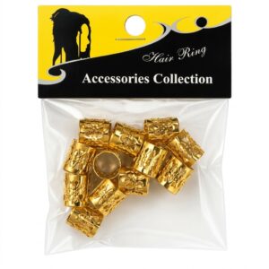 Pack of 12 metal gold hair beads for styling and accessorising hair