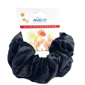 Magic Collection Small Black Hair Scrunchies 3 Pack