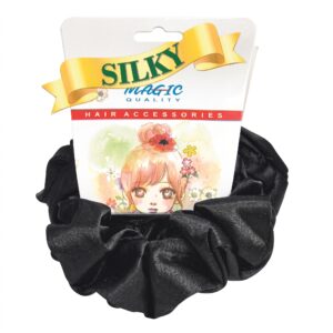 Magic Collection Silky Black Scrunchies On Card #S7BLK