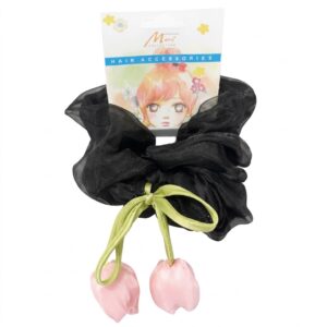 Murry Collection Hair Scrunchies with Pony in Black #S9BLK