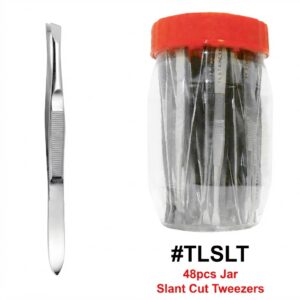 Twizer Slant Cut Tweezers 48-piece jar for precision grooming