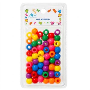 Assorted colourful jumbo hair beads in a pack for hair styling and crafts