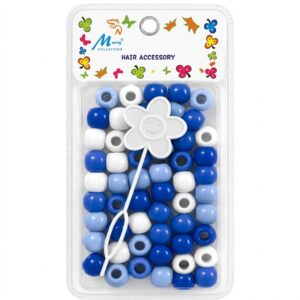 Jumbo Hair Beads Dark Blue Mix - Colourful hair accessories in a pack.