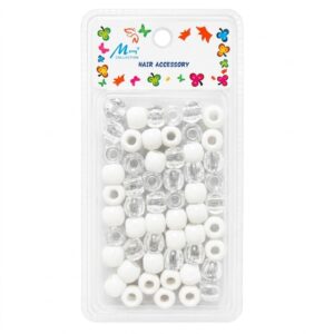 Jumbo Hair Beads Clear and White for hair styling accessories