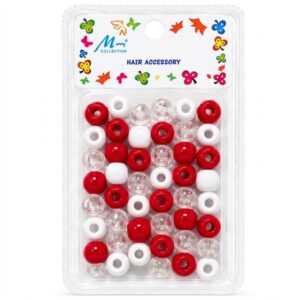 Assorted jumbo hair beads in pink, white, and clear for hair styling