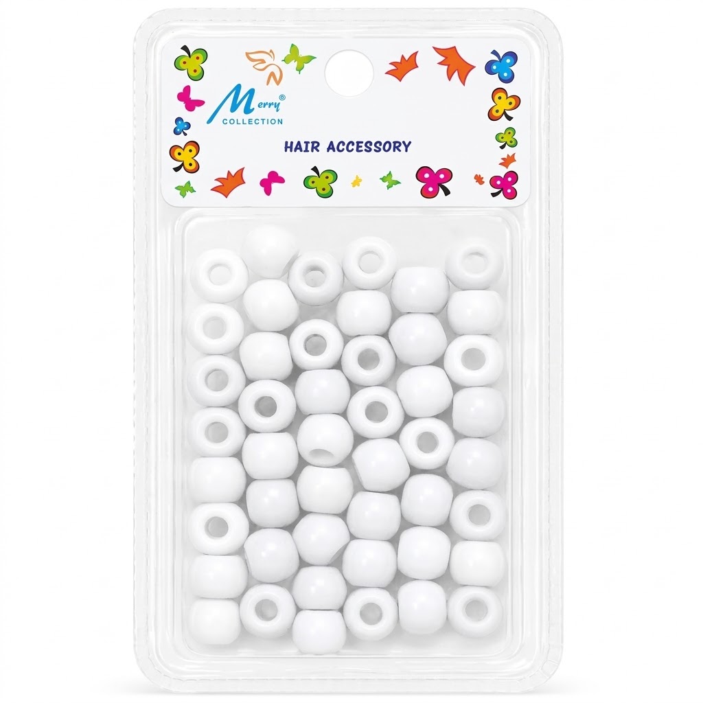 Jumbo White Hair Beads for styling and braiding