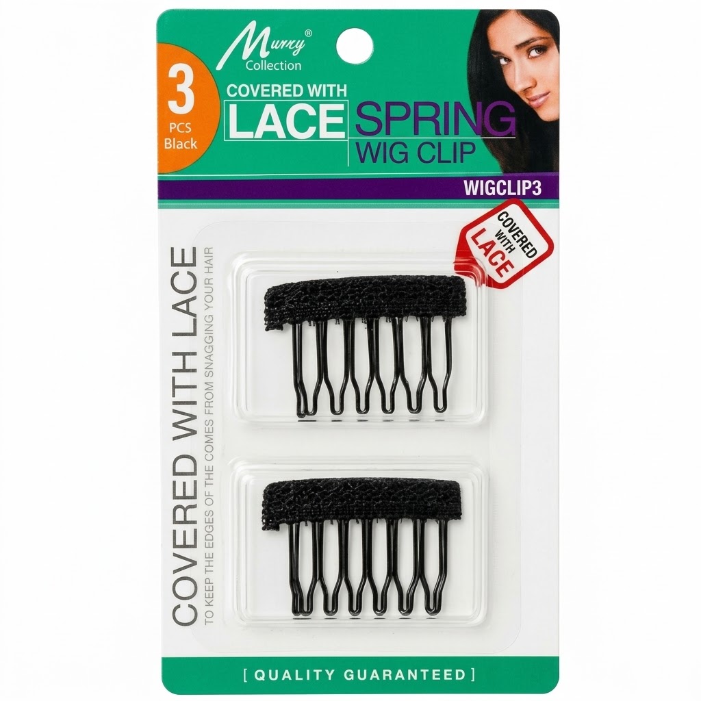 Murry Wig Clip Metil 3 pcs on card, covered with lace for comfortable use.
