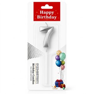Silver 7 Birthday Candle for cake decoration