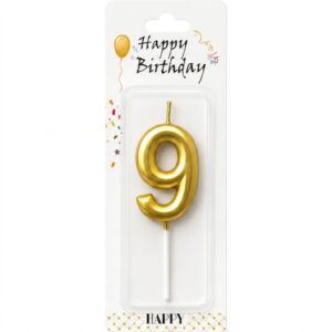 9 Happy Birthday Gold candle for cake decoration