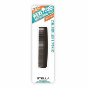 Stella, 5โณ Pocket Comb with Sectioning Teeth, Black #2446