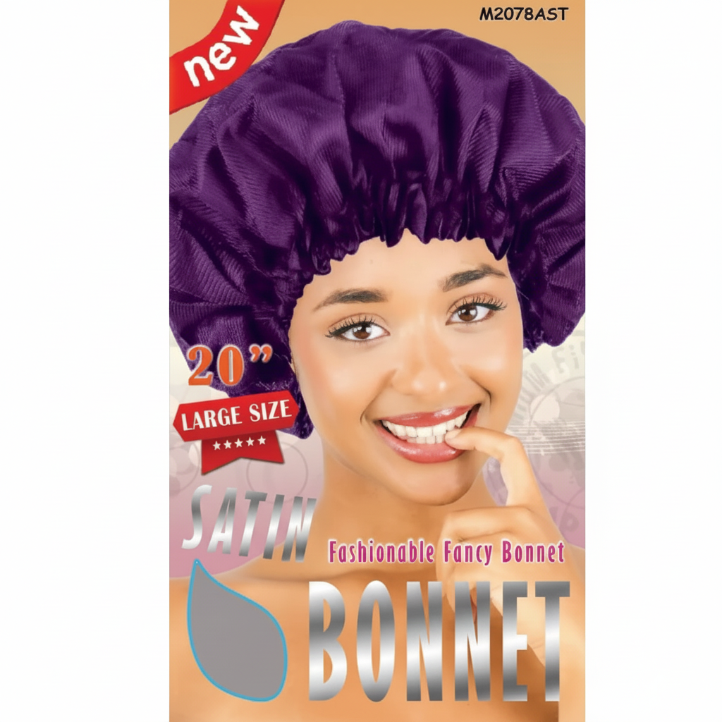 Satin Fancy Bonnet Large Size Assorted & Black #M2078AST & #M2078BLK