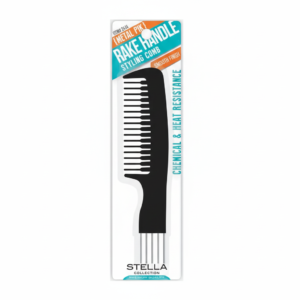 Stella Metal Pik Rake Handle Styling Comb Black Chemical #2414