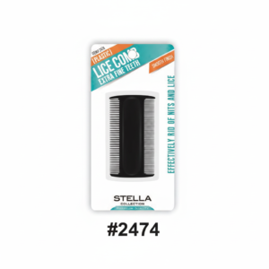 Stella, Plastic Lice Comb with Extra Fine Teeth Black #2474