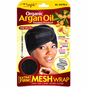 Organic Argan Oil Treated Extra Firm Mesh Wrap Wide Velcro #3007BLA