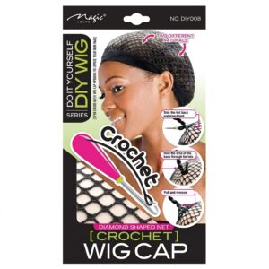 DIY Wig Cap Diamond Shaped Net Crochet Style Black #DIY008