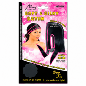 Hair Protection Black Soft & Silky Satin Doo Tie #M792B