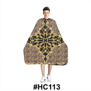 Elegant Barber Cape with Black, Gold & Brown #HC113