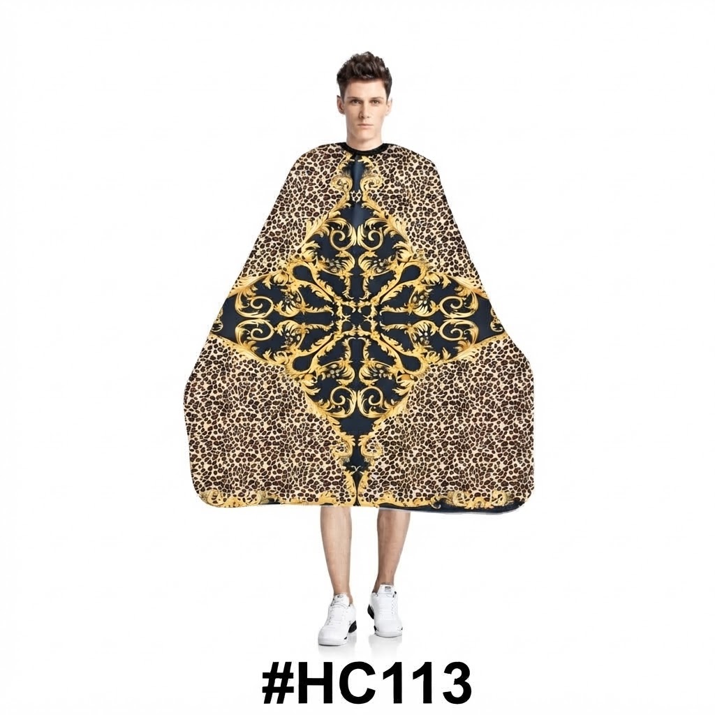 Elegant Barber Cape with Black, Gold & Brown #HC113