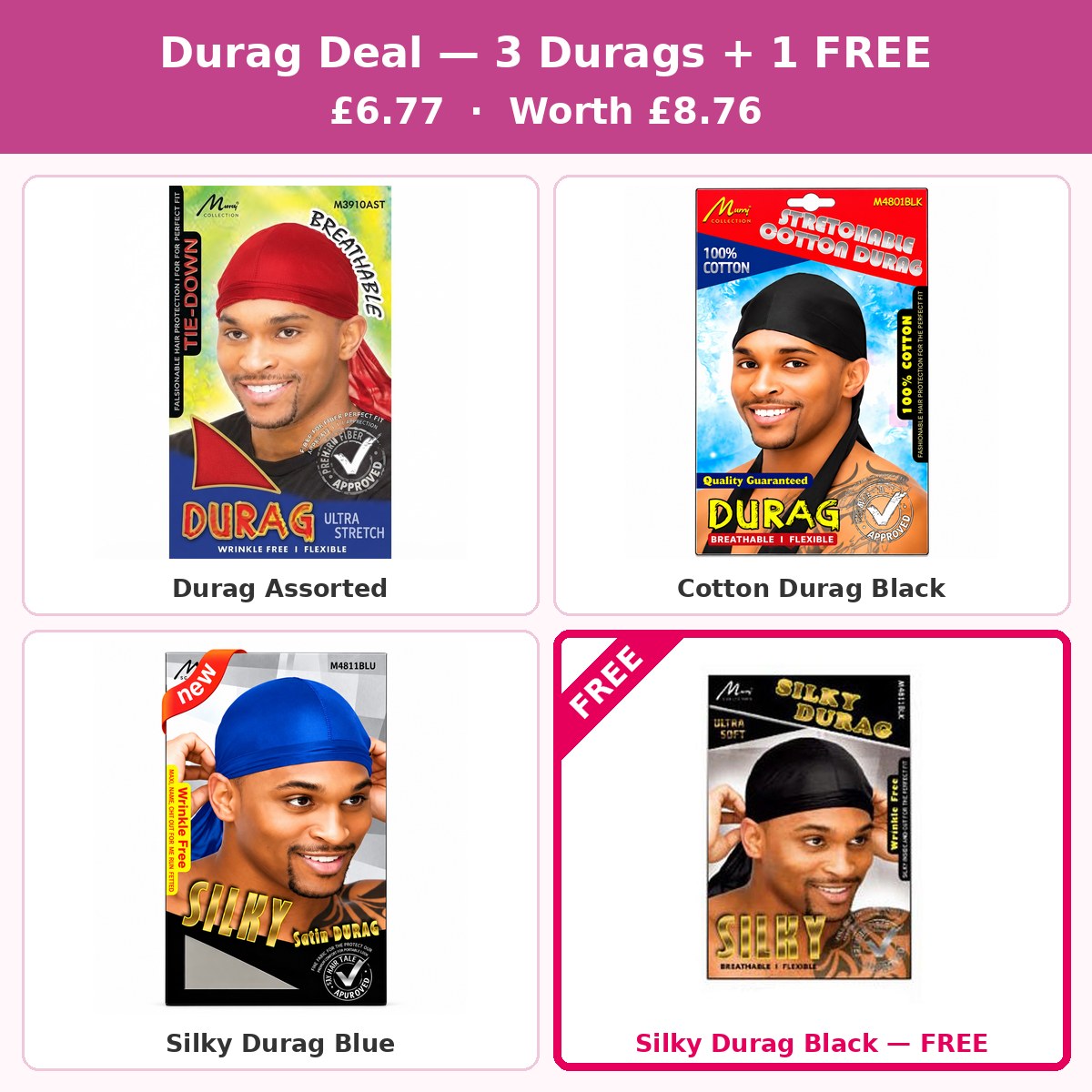 Durag Deal — 3 Durags + 1 FREE #DEAL-06