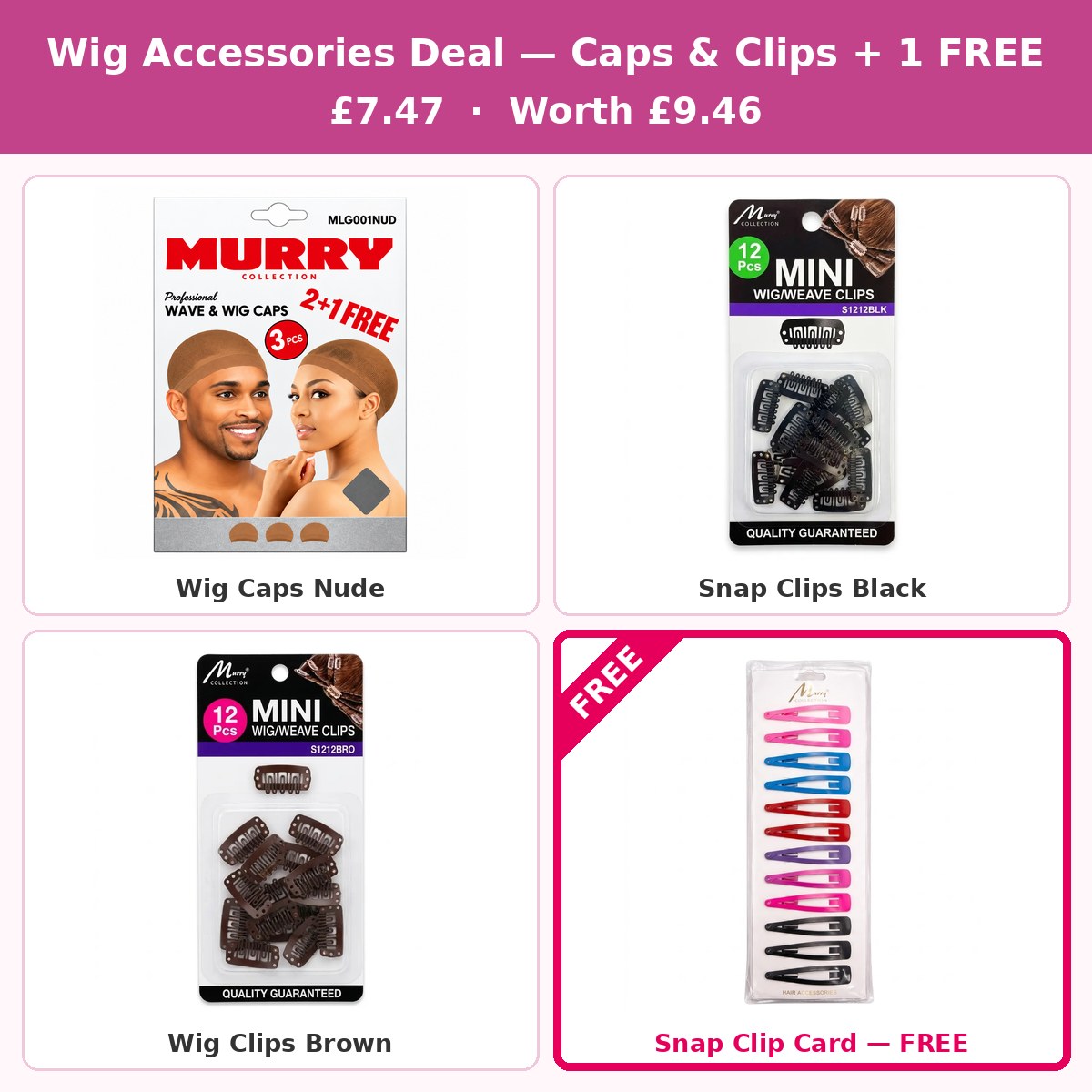 Wig Accessories Deal — Caps & Clips + 1 FREE #DEAL-10