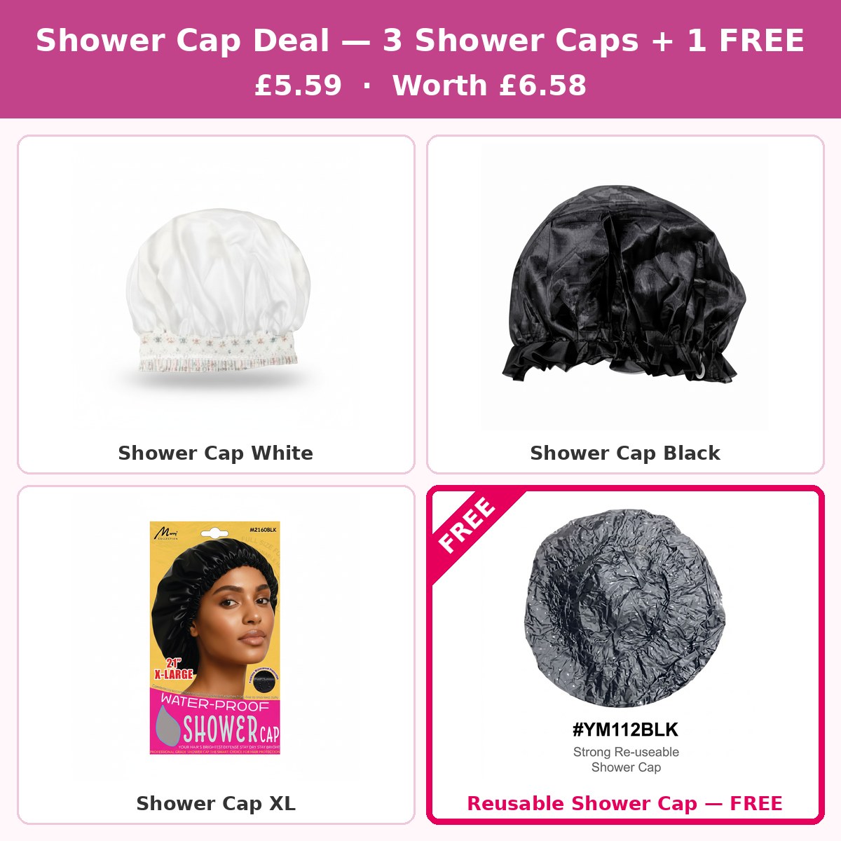 Shower Cap Deal — 3 Shower Caps + 1 FREE #DEAL-11