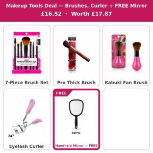 Makeup Tools Deal — Brushes, Curler + FREE Mirror #DEAL-13