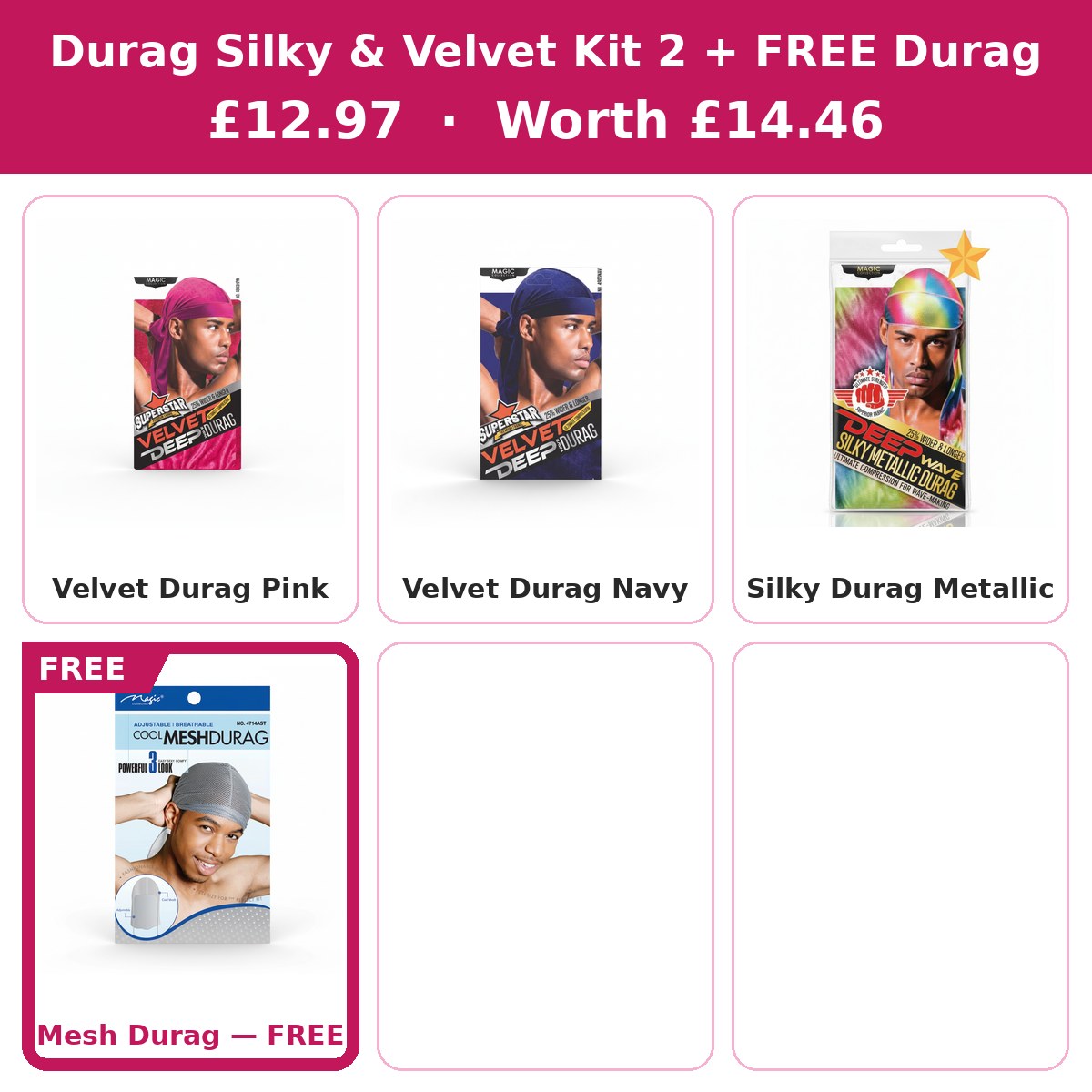 Durag Silky & Velvet Kit 2 — 3 Durags + FREE Mesh Durag #DEAL-21
