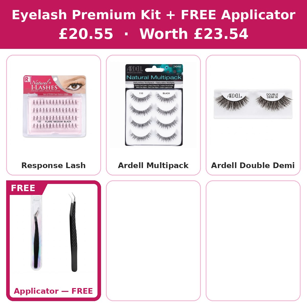 Eyelash Premium Kit — 3 Lashes + FREE Applicator #DEAL-18