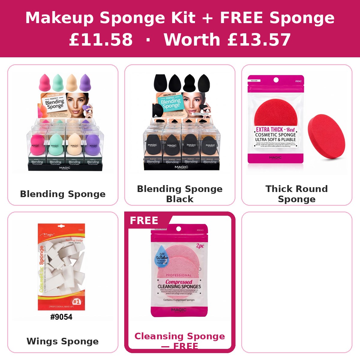 Makeup Sponge Kit — 4 Sponges + FREE Cleansing Sponge #DEAL-19